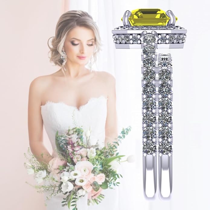 NANA Jewels Sterling Silver Engagement Rings for Women - Choose Simulated Morganite, Citrine, Aquamarine & More