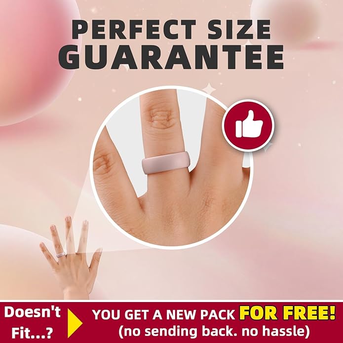 Egnaro Women's Bridal Rings Sets, 6mm Wide, 2mm Thick, Silicone Wedding Rubber Band with Half Size, Inner Arc Ergonomic Breathable Design