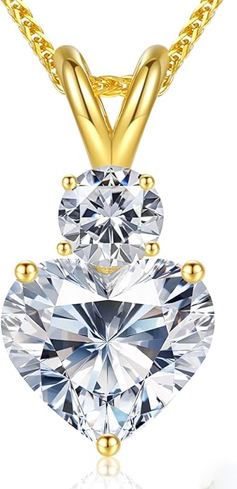 Forever Love Heart Pendant Necklaces for Women, 2-5 Carat Heartshape Moissanite Sterling Silver Pendant Jewelry, Ideal Anniversary Present or Birthday Gifts for Wife Her Girlfriend Mom Daughter