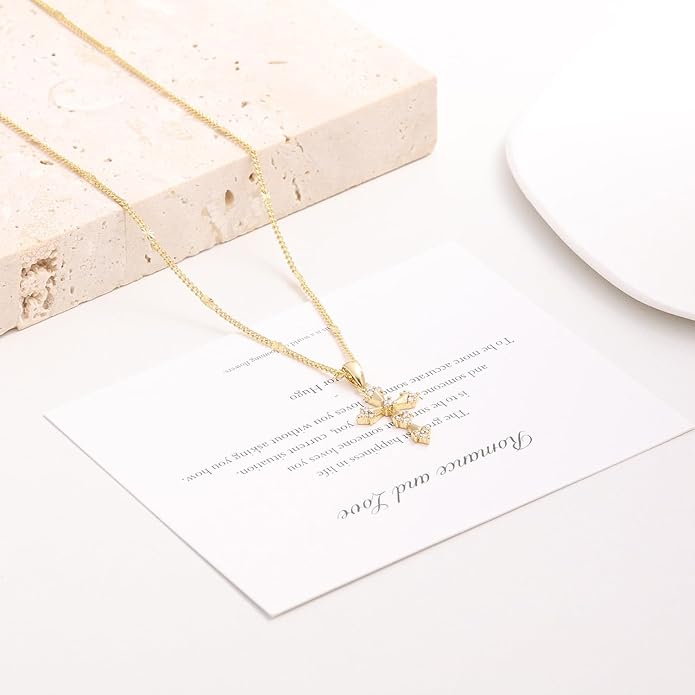 Cross Necklace for Women Dainty 14K Real Silver Gold Plated Layered Cross Pendant Necklace Stack Simple Trendy Cute Charm Choker Necklaces Jewelry Gift for Women Teen Her