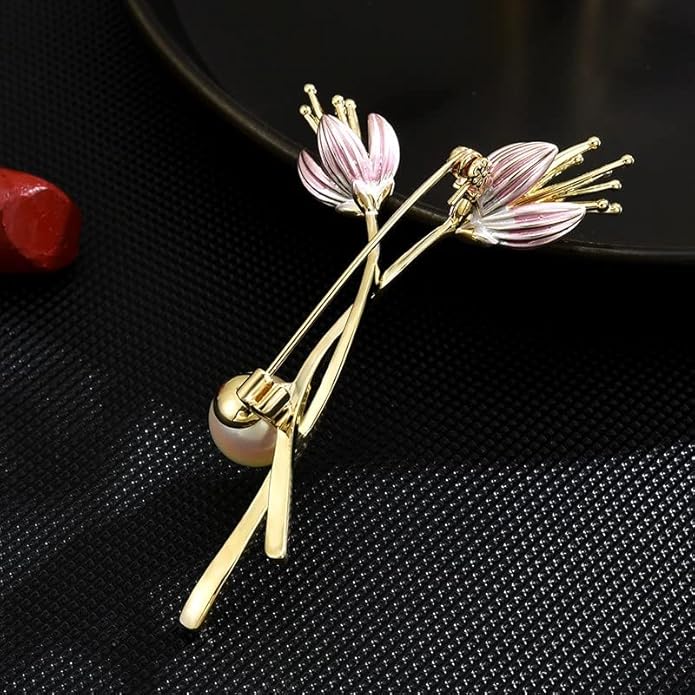 Flower Brooch for Women Girls Flower Rhinestone Brooch Gold Plated Lapel Pin Clothing Accessory Wedding Gift Fashion Jewelry for Mom Wife