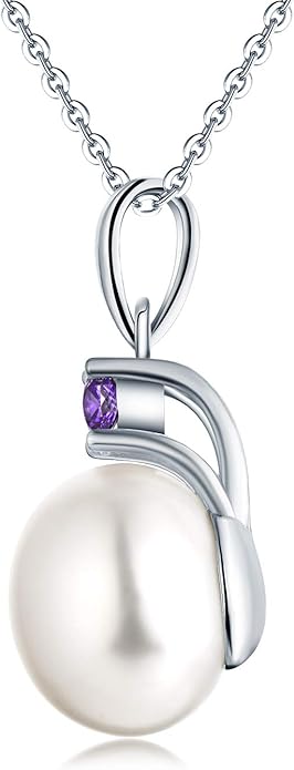 925 Sterling Silver Freshwater Cultured Pearl Pendant Necklace JO WISDOM Jewelry for Women,Girls