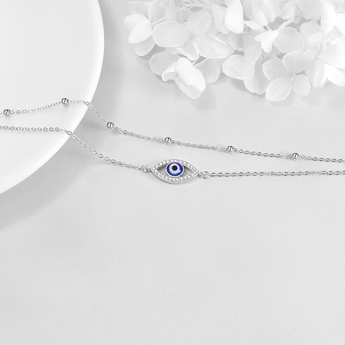 Evil Eye Anklet 10/14/18K Gold Stackable Evil Eye Ankle Bracelets Christmas Jewelry Anklets Gifts for Women