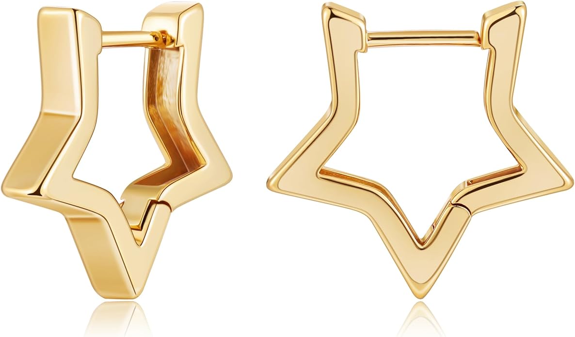 Gacimy Gold Huggie Hoop Earrings for Women 14k Gold Plated, Small Hoop Earrings for Women, 1/2 Inch Yellow Color Earrings for Women