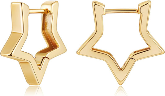 Gacimy Gold Huggie Hoop Earrings for Women 14k Gold Plated, Small Hoop Earrings for Women, 1/2 Inch Yellow Color Earrings for Women