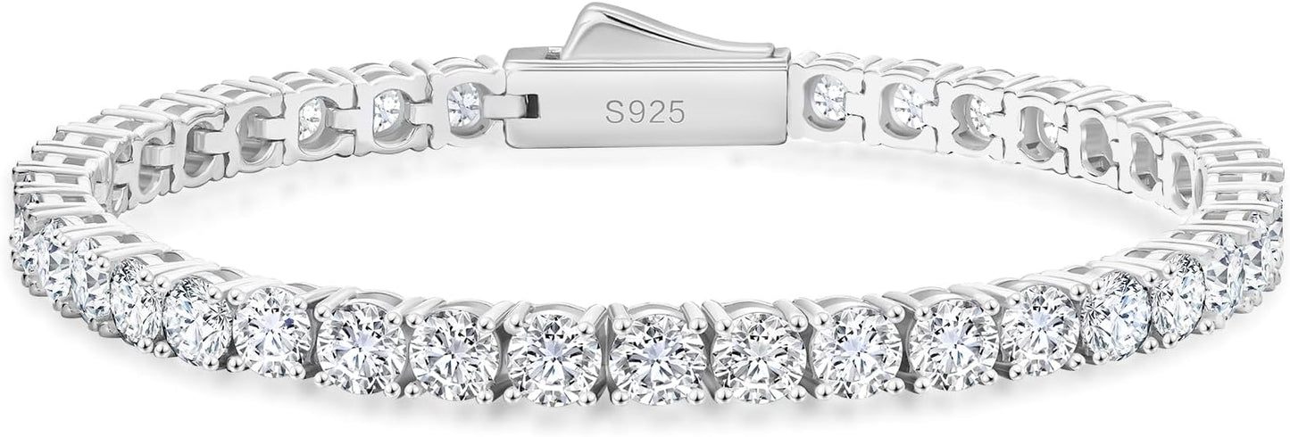 KRKC Moissanite Tennis Bracelet, Gifts For Women, Lab Grown Diamond Tennis Bracelets, 925 Sterling Silver 14K Golden Plated, Hypoallergenic, Luxury Present For Birthday, Daily Jewelry, 2.1-13.2 Ct.Tw
