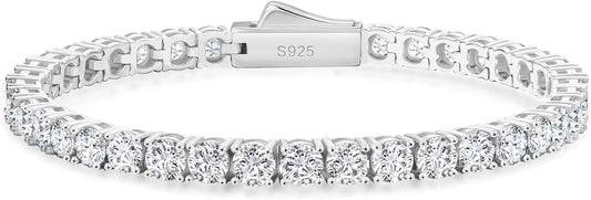 KRKC Moissanite Tennis Bracelet, Gifts For Women, Lab Grown Diamond Tennis Bracelets, 925 Sterling Silver 14K Golden Plated, Hypoallergenic, Luxury Present For Birthday, Daily Jewelry, 2.1-13.2 Ct.Tw