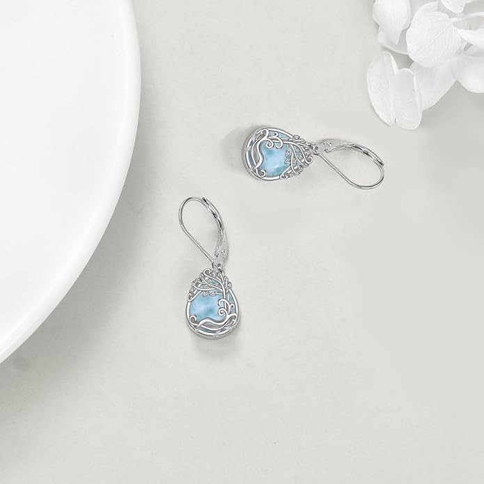 Moonstone Filigree Drop Dangle Teardrop Earrings 925 Sterling Silver Moonstone Leverback Earrings for Women Jewelry Gifts