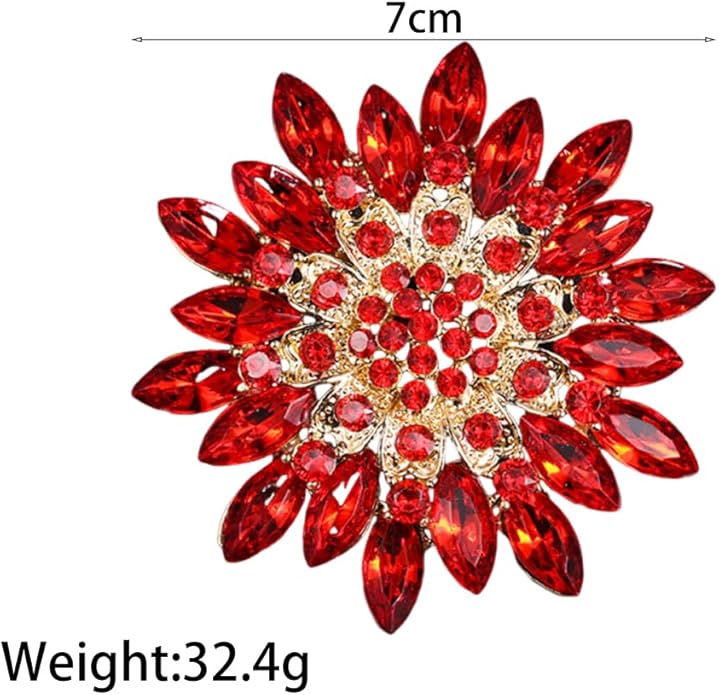 Rhinestone Large Flower Brooches Pins for Women Fashion Sparkly Crystal Sunflower Statement Brooch Unique Wedding Party Suit Dress Jewelry Accessories