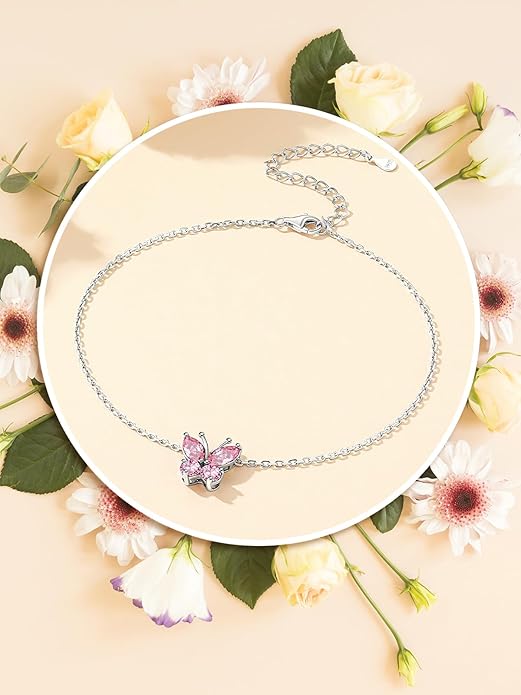 Custom4U Personalized Infinity Ankle Bracelets for Women 925 Sterling Silver Anklet Bracelet Endless Love Symbol Birthstone Charm Adjustable Foot Chain Jewelry Mothers Day Gifts for Mom Wife Women Her