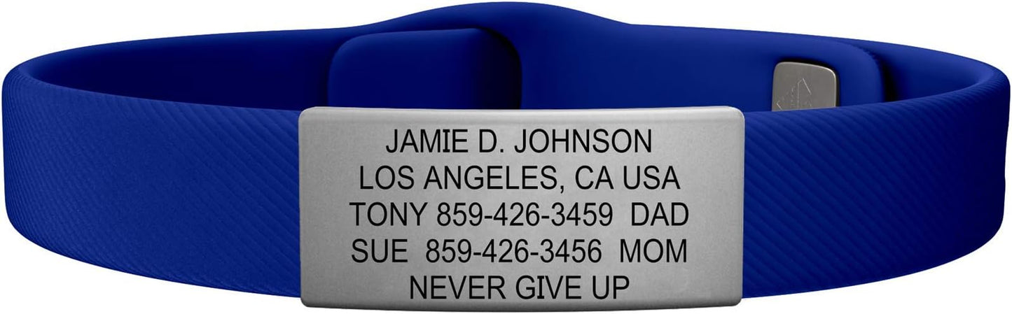 ROAD iD - Official ID Bracelet - The Wrist ID Elite - Silicone Pin-Tuck - for Athletes