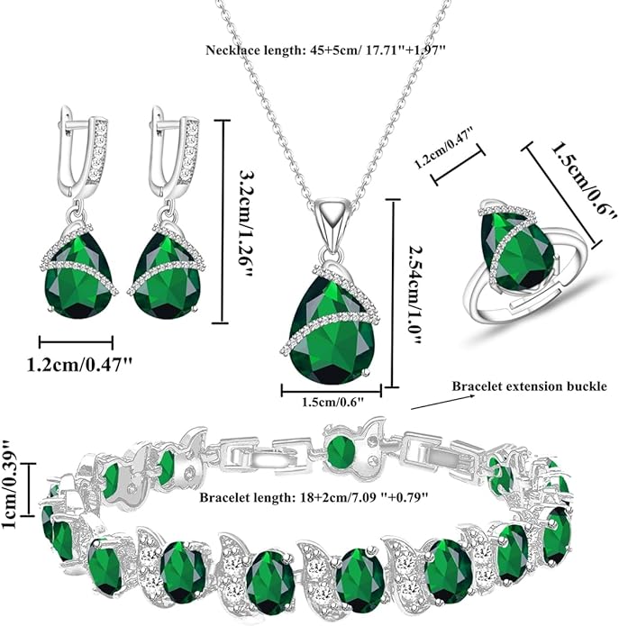 ZCGJWE Wedding Jewelry Set for Women Gem Necklace Earrings Bracelet Luxury Jewelry Set Birthday Valentine's Day Mother's Day Christmas Prom Jewelry Gift