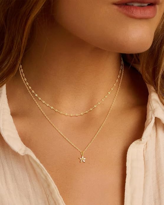 Cubic Zirconia Necklace, Dainty 14k Gold Plated Diamond Necklaces For Women Choker Necklace Simple Gold Plated CZ Jewelry Necklaces for Women Trendy Gifts