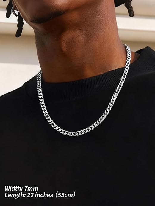 FindChic Men Curb Chain Necklace 18K Gold Plated/Stainless Steel/Black Chunky Double Tight Cuban Link Hip Hop Neck Chains for Men Boys 3.5MM/5MM/6MM/7MM/9MM/12MM 14''-30'' 8 Length Options (Send Gift Box)