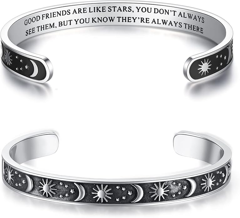 TONY & SANDY Inspirational Bracelets for Women Teen Girls Personalized Gifts for Daughter Granddaughter Mom Sister Friends Stainless Steel Engraved Cuff Birthday Easter Christmas