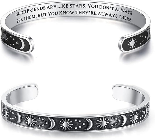 TONY & SANDY Inspirational Bracelets for Women Teen Girls Personalized Gifts for Daughter Granddaughter Mom Sister Friends Stainless Steel Engraved Cuff Birthday Easter Christmas