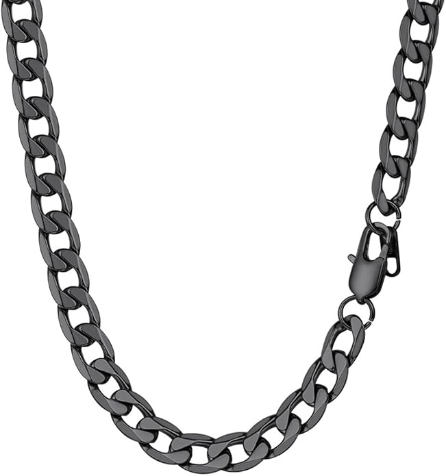 PROSTEEL 316L Stainless Steel Cuban Link Chain Necklaces for Men, Black/18K Gold Plated, Hypoallergenic Jewelry, 4mm-13mm, 14"-30", Come with Box