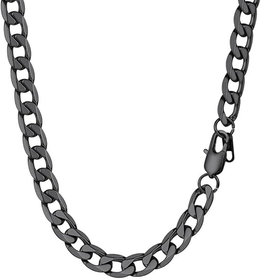 PROSTEEL 316L Stainless Steel Cuban Link Chain Necklaces for Men, Black/18K Gold Plated, Hypoallergenic Jewelry, 4mm-13mm, 14"-30", Come with Box