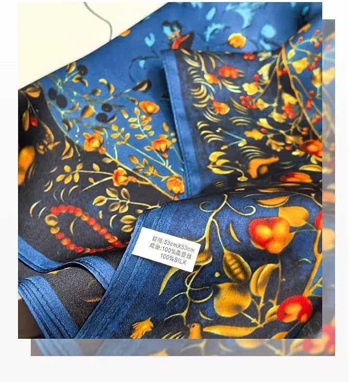 ANDANTINO 100% Mulberry Silk Scarf -21” Lightweight Square Neckerchief – Breathable Digital Printed Scarves with Gift Packed