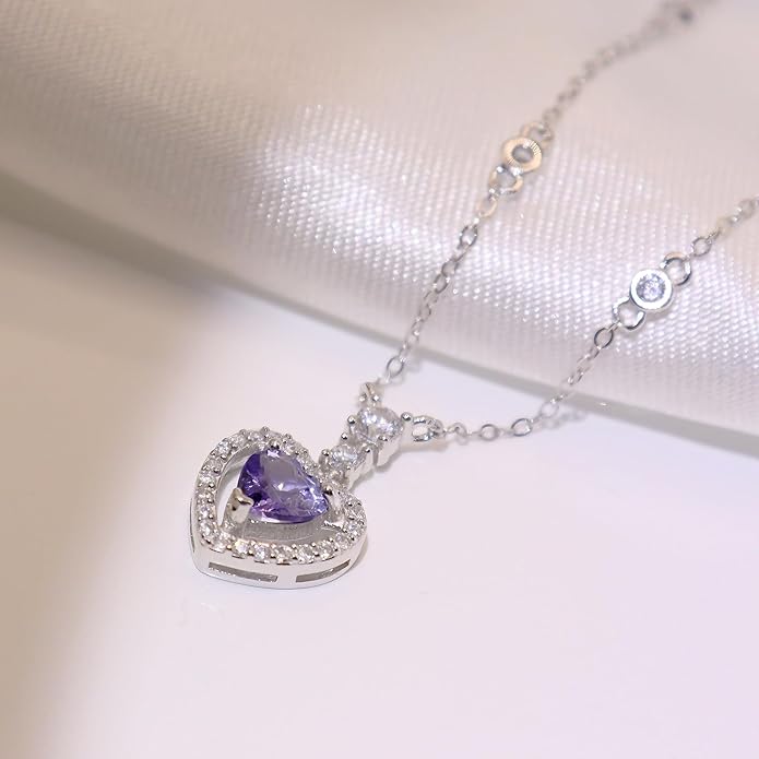 Pendant Necklaces for Women 925 Sterling Silver with Moissanite & Genuine Jewelry, Lucky Clover, Butterfly, Pink Crystal Heart Design, 14K White Gold Plated Nacklace, Mom Wife Women's Birthday Gifts