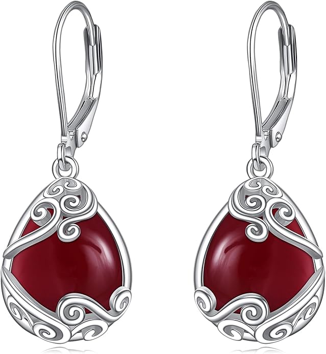Moonstone Filigree Drop Dangle Teardrop Earrings 925 Sterling Silver Moonstone Leverback Earrings for Women Jewelry Gifts