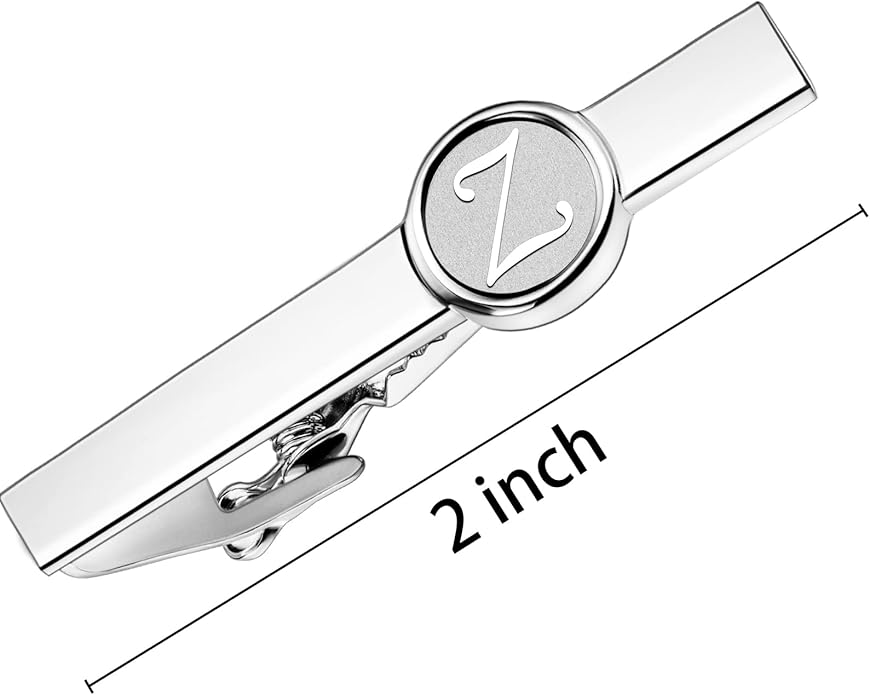 AMITER 26 Letters Tie Clip and Cufflinks for Men, Initial Tie Bar & Cuff Links Set Necktie Clip for Business, Wedding, Anniversary