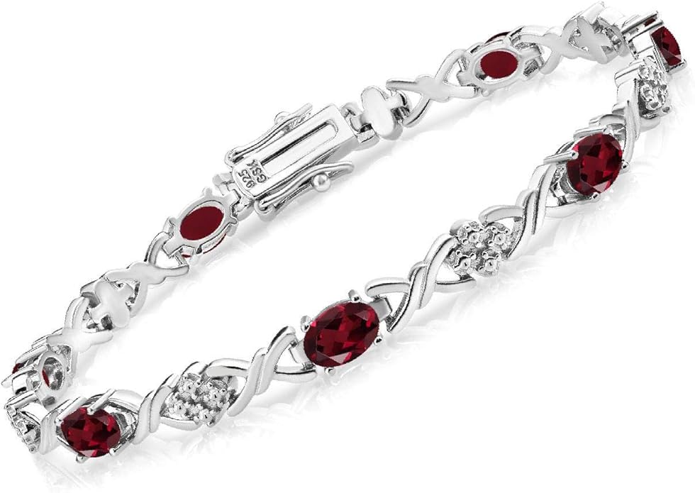 Gem Stone King 2-4 Cttw Infinity Link Gemstone Birthstone Tennis Bracelet for Women | 925 Sterling Silver | Oval 6X4MM | 7 Inch with Secure Clasp | Fine Jewelry for Her Mom Wife Anniversary