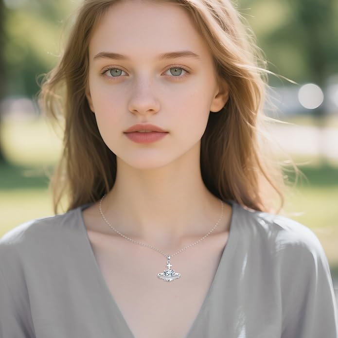Moissanite Necklace for Women 925 Sterling Silver Eternal Pendant 1ct Lab Diamond Necklace Jewelry Gifts for Wife Girlfriend Mom