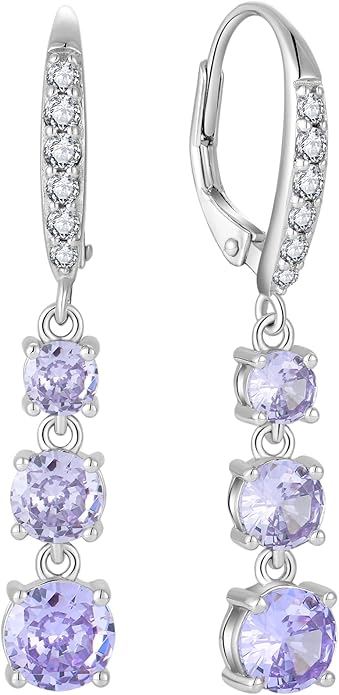 Starchenie Dangle Drop Earrings for Women 925 Sterling Silver Leverback Earrings Birthstone Jewelry