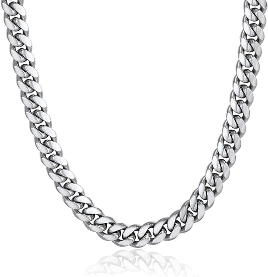 ChainsPro Chunky Miami Cuban Link Chains for Men,Stainless Steel Cuban Chain Necklace,4.8/6/10/14mm Width,No Tarnish& Thick Hip Hop Jewelry,18-30 inch Length, Black/Gold Plated/Silver,Send Gift Box