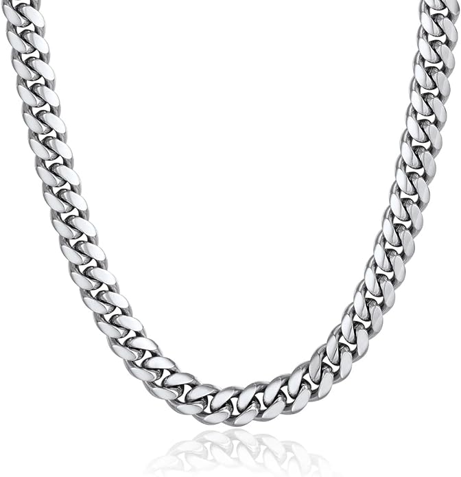 ChainsPro Chunky Miami Cuban Link Chains for Men,Stainless Steel Cuban Chain Necklace,4.8/6/10/14mm Width,No Tarnish& Thick Hip Hop Jewelry,18-30 inch Length, Black/Gold Plated/Silver,Send Gift Box