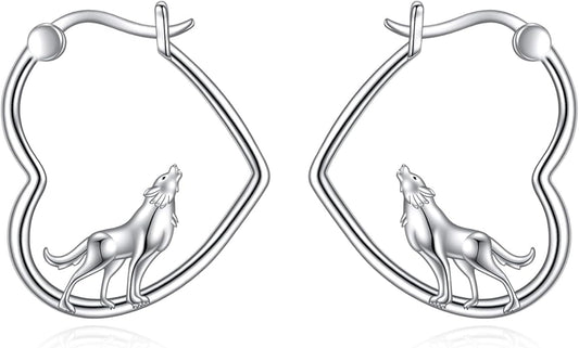 YFN Animal Earrings Sterling Silver Animal Heart Hoop Dangle Earrings Cute Jewelry Gifts for Women