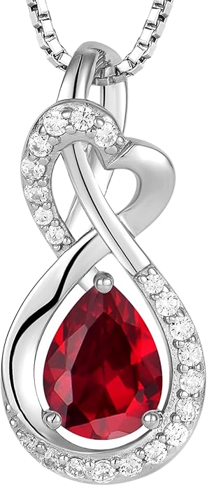 Infinity Necklace Birthstone Pendant 925 Sterling Silver Jewelry for Women