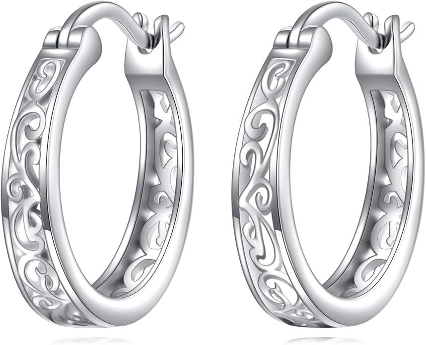 Sterling Silver Hoop Earrings Small Hoop Sun/Leaf/Triangle Huggie Earrings for Women Hypoallergenic