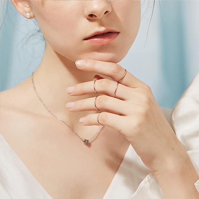 MILACOLATO 1mm Stainless Steel Stacking Rings for Women | Thin 14K Gold Plated Band Rings | Stackable Knuckle Rings Thumb Pinky Midi Rings | Comfort-Fit Size 3/4/5/6/7/8/9