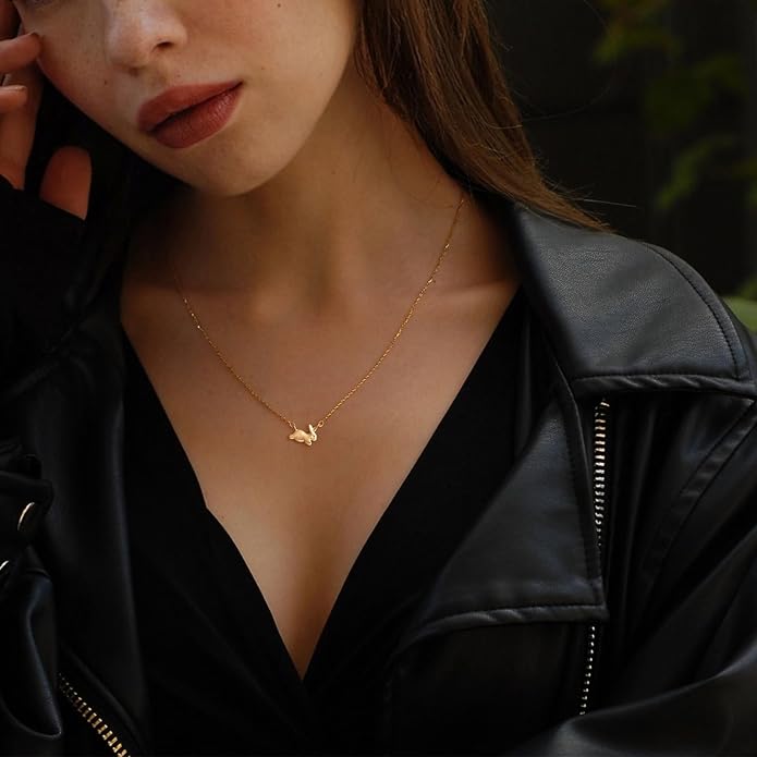 Gold Necklace for Women-14K Gold Plated Bow,Dragon,Shell, Palm Tree, Seahorse, Conch Shell,Sardines, Cowboy Boot,Bat,Bunny Pendant Beachy Jewelry for Women Gifts