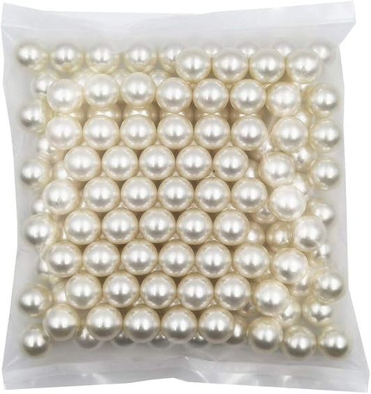 INSPIRELLE 140pcs 16mm Ivory Lustrous ABS Undrilled Art Faux Pearls for Vase Fillers, Big Size No Hole Makeup Beads Imitation Round Pearl Beads for Table Scatter Home Wedding Decoration