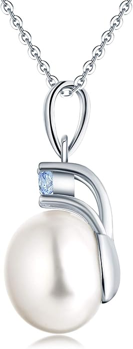 925 Sterling Silver Freshwater Cultured Pearl Pendant Necklace JO WISDOM Jewelry for Women,Girls