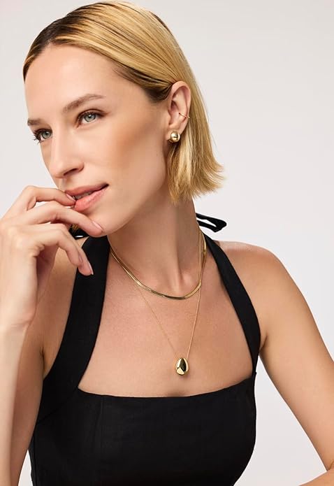 Ana Luisa Pebble Pendant Necklace for Women - 14K Gold Plated and Silver Rhodium Plated Trendy Small & Mini Teardrop Necklace with Lobster Clasp - Hypoallergenic, Water-Resistant, Tarnish-Free Jewelry
