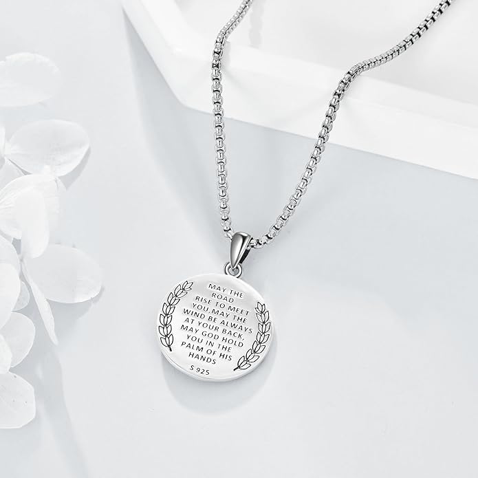 YFN Patron Saint Necklace Sterling Silver Amulet Medal Pendant Religious Protector Jewelry Gifts for Women Men