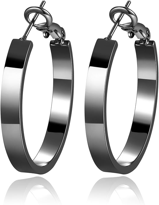 EXGOX Silver Hoop Earrings for Women - Sterling Silver & 14K Gold Plated - Hypoallergenic 925 Silver - Big Hoop Earrings (30/40/50/60/70mm)