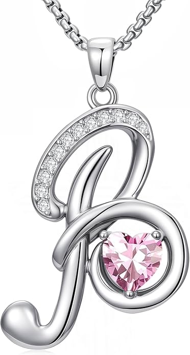 Christmas Gifts for Women Alphabet A to Z Initial Birthstone Pendant Necklaces for Women - 18k White Gold Plated Personalized Name Jewelry Valentine Mothers Day Birthday Gifts for Women Her Girlfriend