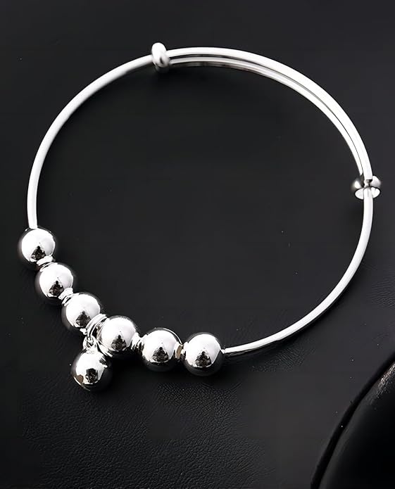 S925 Silver Bangle Bracelet for Women, Elegant Women‘s Sterling Silver Bracelet Bangle Adjustable 6.4-7.8 inches Small Size