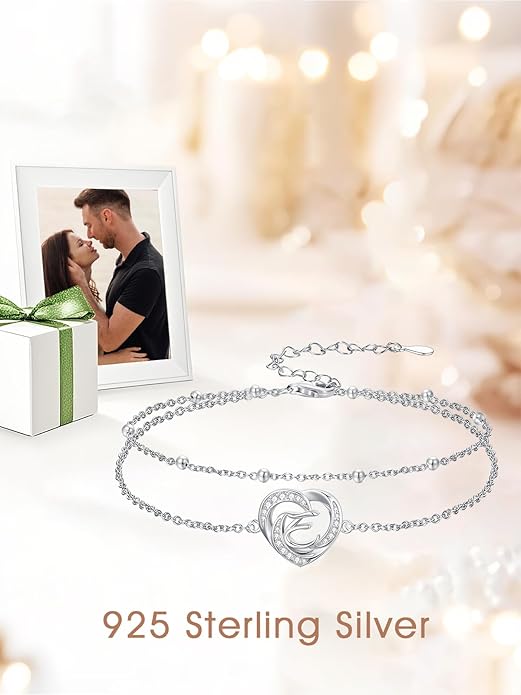 Dorunmo Initial Anklet 925 Sterling Silver Letter A-Z Layered Heart Anklet Beach Jewelry Birthday Gifts for Women