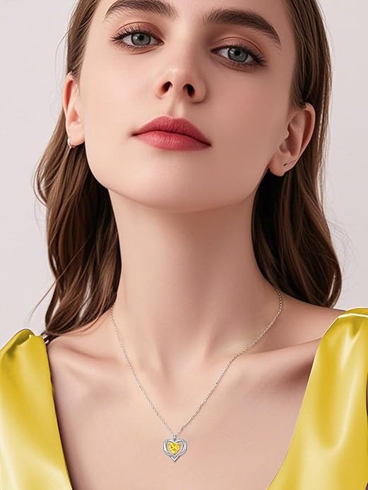 WINNICACA Birthday Gift for Mom Heart Necklace for Women 925 Sterling Silver Birthstone Necklace Jewelry Gift for Women Wife Her Girlfriend Sister