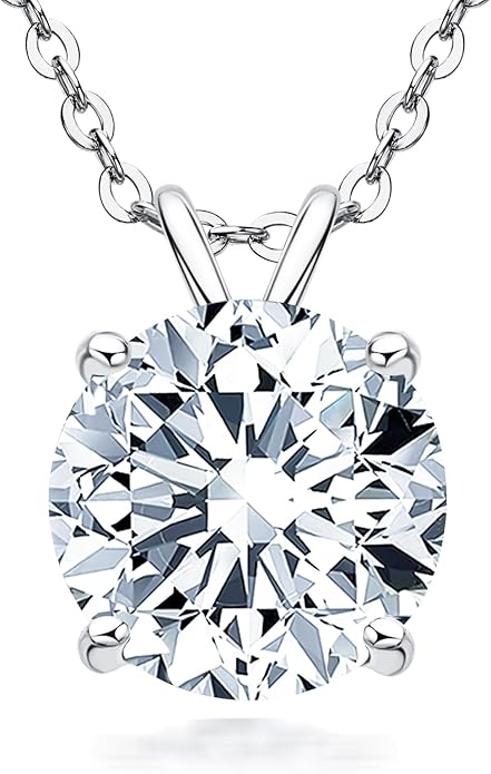 AINUOSHI Moissanite Necklace for Women, 1CT, 2CT, 3CT, 4CT Solitaire Moissanite Pendant Necklace, D-E Color with GRA Certificate, 925 Sterling Silver with 18K Gold Plating, Mother Mom Wife Girlfriend Gifts with Jewelry Box Packed