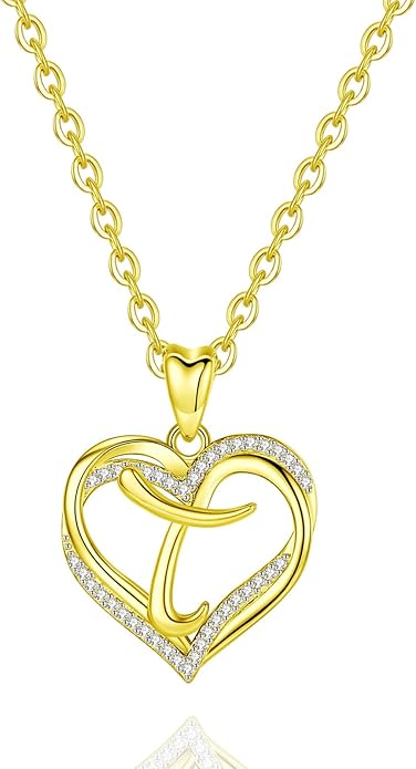INFUSEU Unique Initial Necklaces for Women Girls Small Heart Letter Jewelry, Meaningful Personalized Gifts