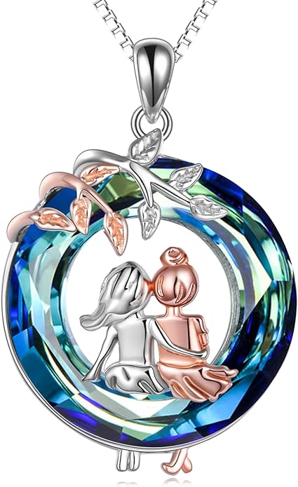 AOBOCO Gifts for Sister 2 3 Sisters Necklace for Women Sterling Silver Sister Crystal Pendant Jewelry Birthday Christmas Gifts for Friend Female Friendship Lasts Forever