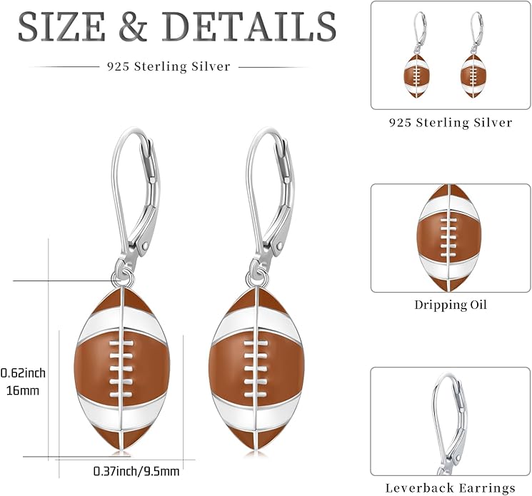 JUSTKIDSTOY 925 Sterling Silver Ball Earrings Sports Leverback Dangle Drop Earrings Jewelry Gifts for Women Girls