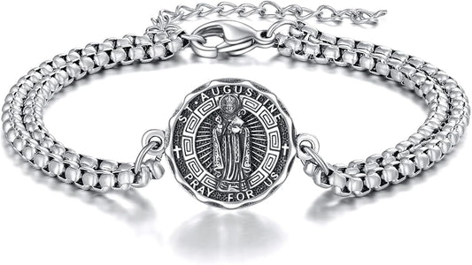 YFN Patron Saint Bracelet Sterling Silver Religious Protector Bracelet Jewelry Gift for Women Men